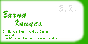 barna kovacs business card